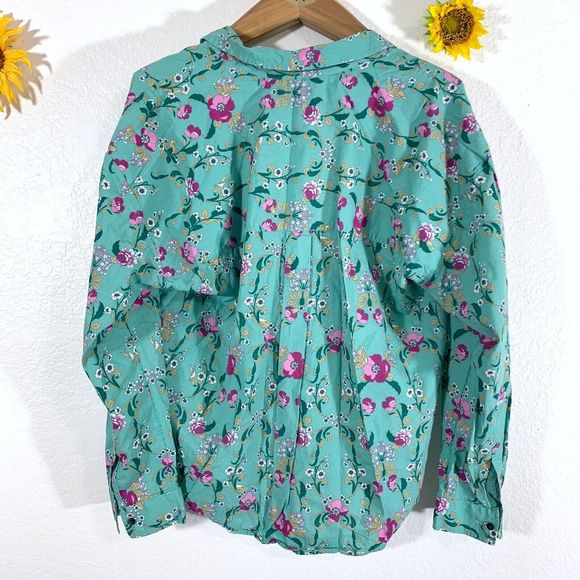 Charter Club Floral Animal Print Latch Sleeve Collar Blouse Size Large Women’s - Picture 2 of 10